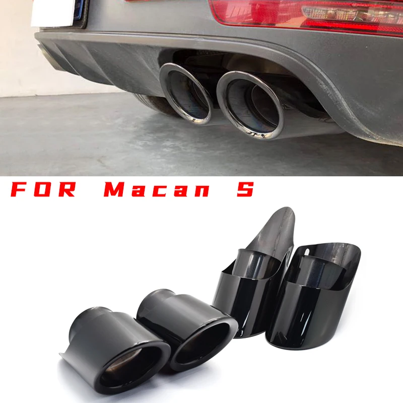 

4 pcs Exhaust Tip For Porsche Macan 3.0T 2019 Muffler Tip Stainless Steel Exhaust Pipe Silver Black Tailpipe Car Plug In Nozzle