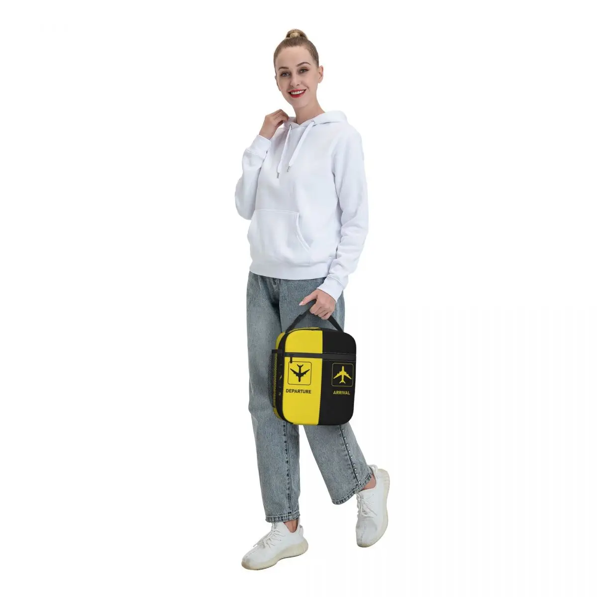 Aviation Arrival Departure Resuable Lunch Box Women Leakproof Airport Plane Cooler Thermal Food Insulated Lunch Bag School