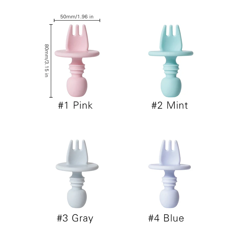 Food Grade Children Wooden Handle Silicone Spoon Fork Cutlery Baby Training Complementary Food Spoon Baby Feeding Spoon Fork 5