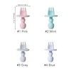 Food Grade Children Wooden Handle Silicone Spoon Fork Cutlery Baby Training Complementary Food Spoon Baby Feeding Spoon Fork 5
