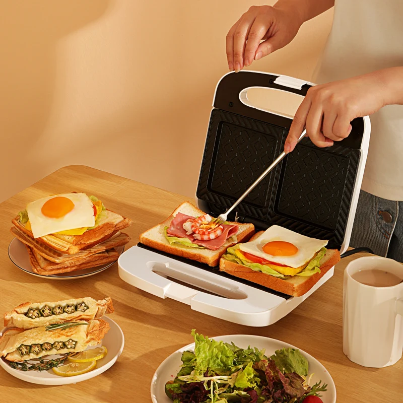 Double Plate Sandwich Breakfast Machine Sandwich Waffle Machine Electric Baking Pan Toast Bread Maker Light Food Machine