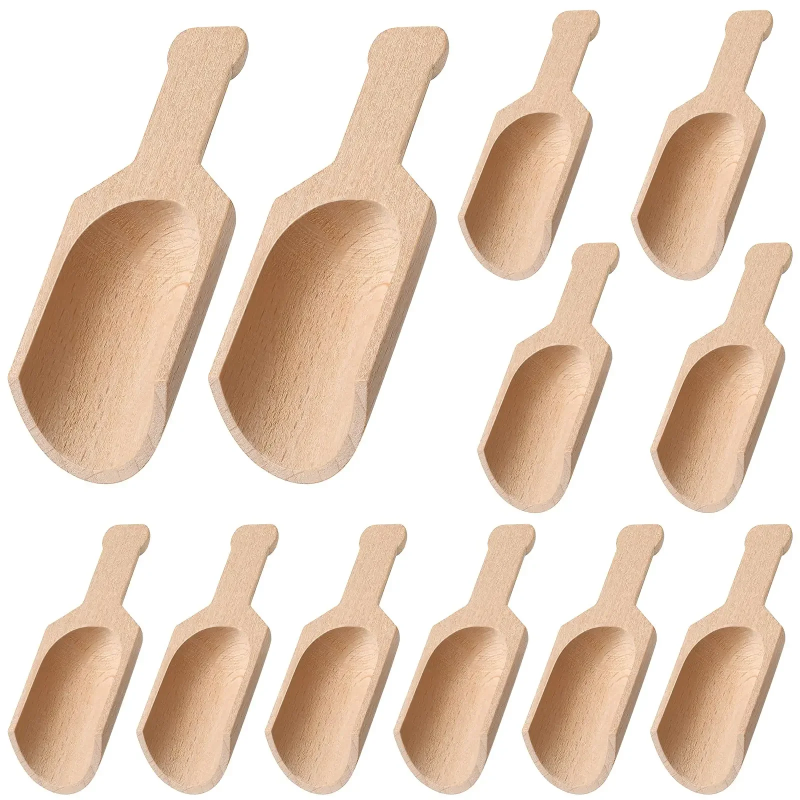 126PcsMiniWoodenScoopsforCanistersSmallBathSaltScoopWood