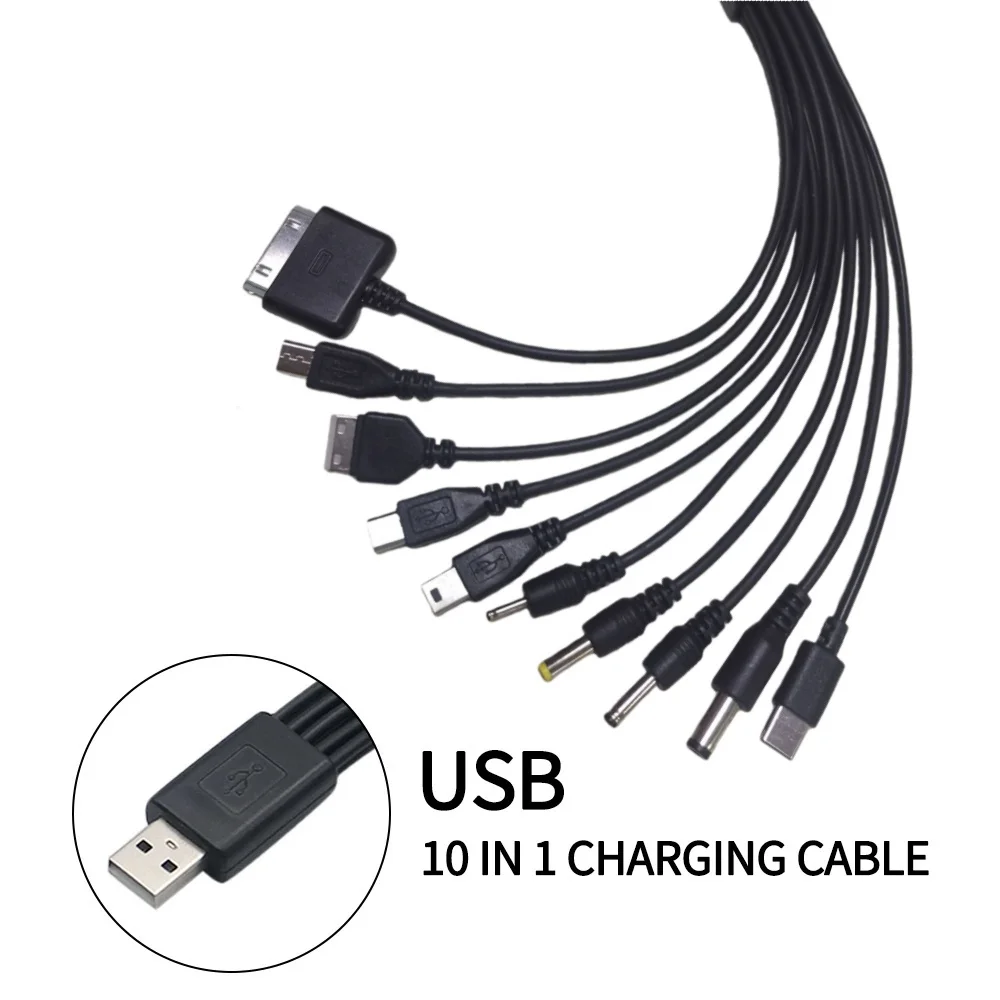 10 in 1 USB to Multi Plug Universal Phone Charging Cable Multi Head Charger Cable for Samsung Xiaomi Huawei Google OPPO Vivo