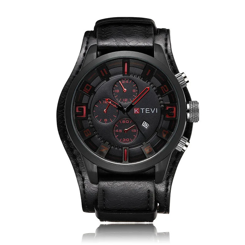 

Fashion Sports Men's Quartz Watch Trend Personality Leather Strap Hand Clock Student Male Large Dial Cheap Wristwatch Wholesale