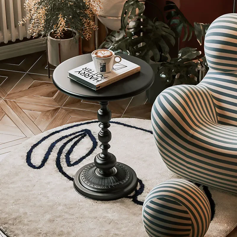 Nordic Iron Small Round Table Retro Living Room Coffee Table Creative Mobile Sofa Bedside Mini Bedrrom Household Furniture