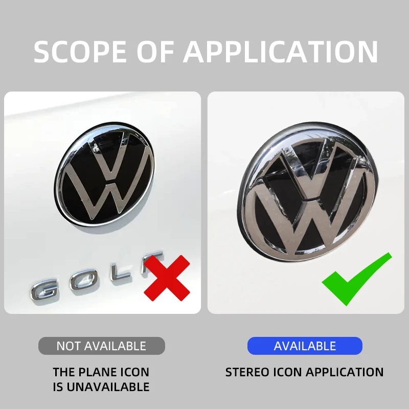 Car emblem 2Pcs Chrome Car Front Radiator Grille Emblem 137MM+Rear Trunk Lid Badge 115MM Auto Emblem For Volkswagen VW Golf 7 2014-