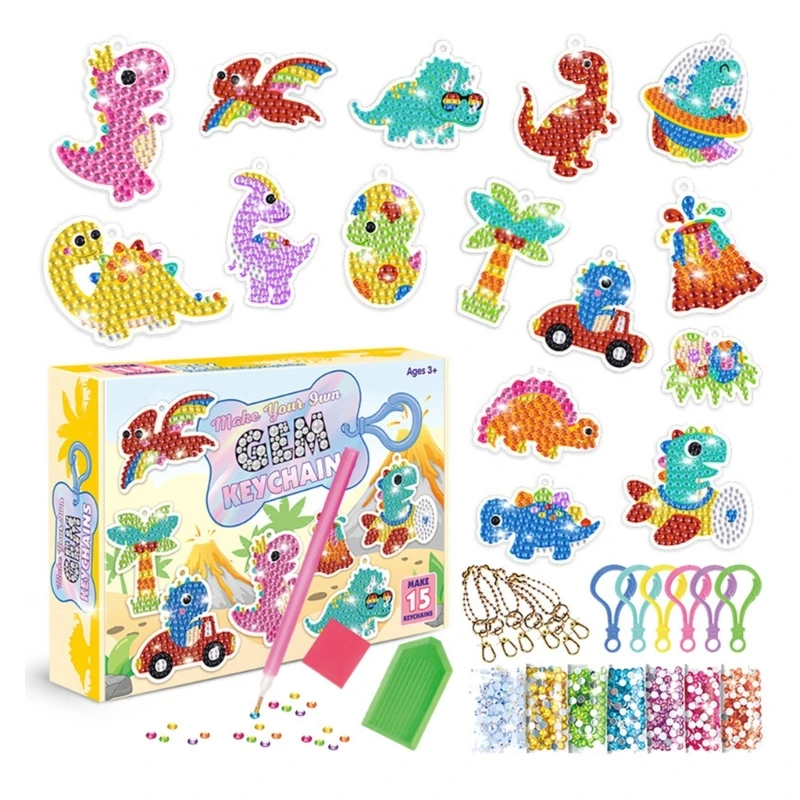 

Cartoon DIY Diamond Art Craft Drilling Crystal Painting Kits for Kids Interactive Activity Keyring