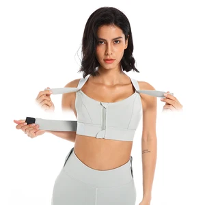 Women Sports Bras Tights Crop Top Yoga Vest Front Zipper Plus Size Adjustable Strap Shockproof Gym Fitness Athletic Brassiere
