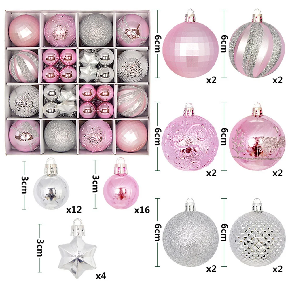 44 stücke Chiristmas Ball Set Weihnachts baum Anhänger Ball Plastik ball Schneeflocke bunte Weihnachts baum Ball DIY Weihnachts feier Dekorationen – Detail 8