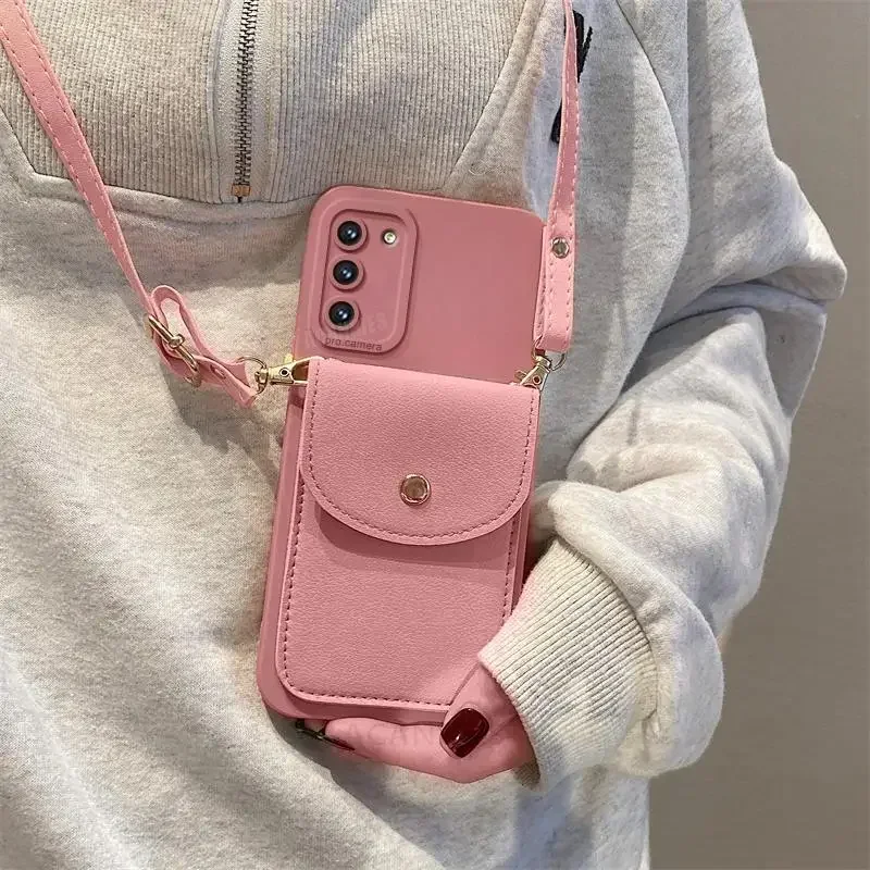 S 21 22 23 24 20 Crossbody Wallet Card Holder Case For Samsung Galaxy S21 S23 S20 Fe S22 S24 Plus Ultra Lanyard Silicone_voghion.com