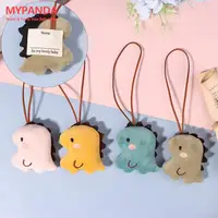 1pc Cute Dinosaur Name Sticker Pendant Cartoon Animal Plush Stuffed Doll Anti-lost Mark Name Tag Charm Keychain Bag Decor 1