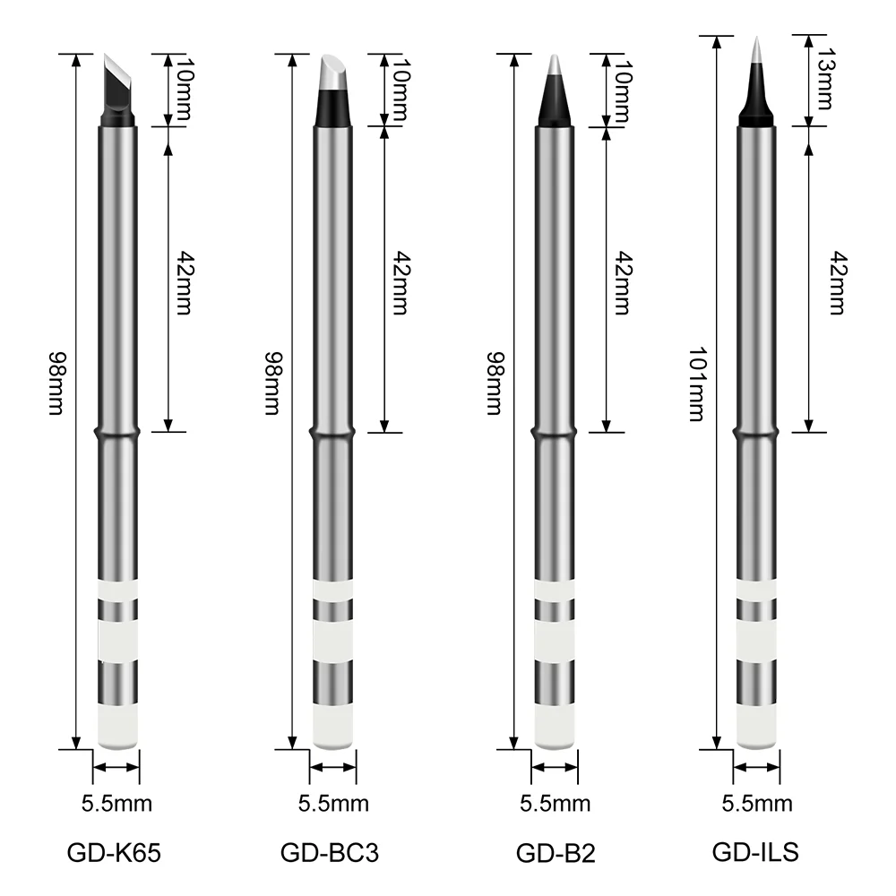 GVDA 전기 납땜 인두 키트 65W 수리 도구 용접 솔더 재 작업 스테이션 열 연필 스마트 휴대용 솔더 철 팁