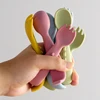 2PCS Silicone Baby Spoons Fork For Baby Cutlery Set Newborn Learn To Eat Training Feeding Spork Tableware Baby Items 1