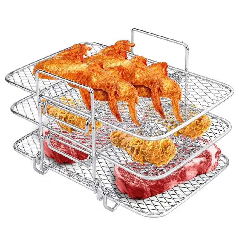 

Air Fryer Rack Food Grill Toast Rack Multi-layer Air Fryer Accessories Rack Safe And Fine Mesh Barbecue Basket Vegetable Drain
