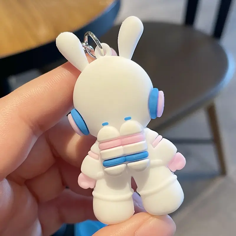 Keychain charm 2pcs 6cm space rabbit astronaut creative cartoon cute circle doll schoolbag charm