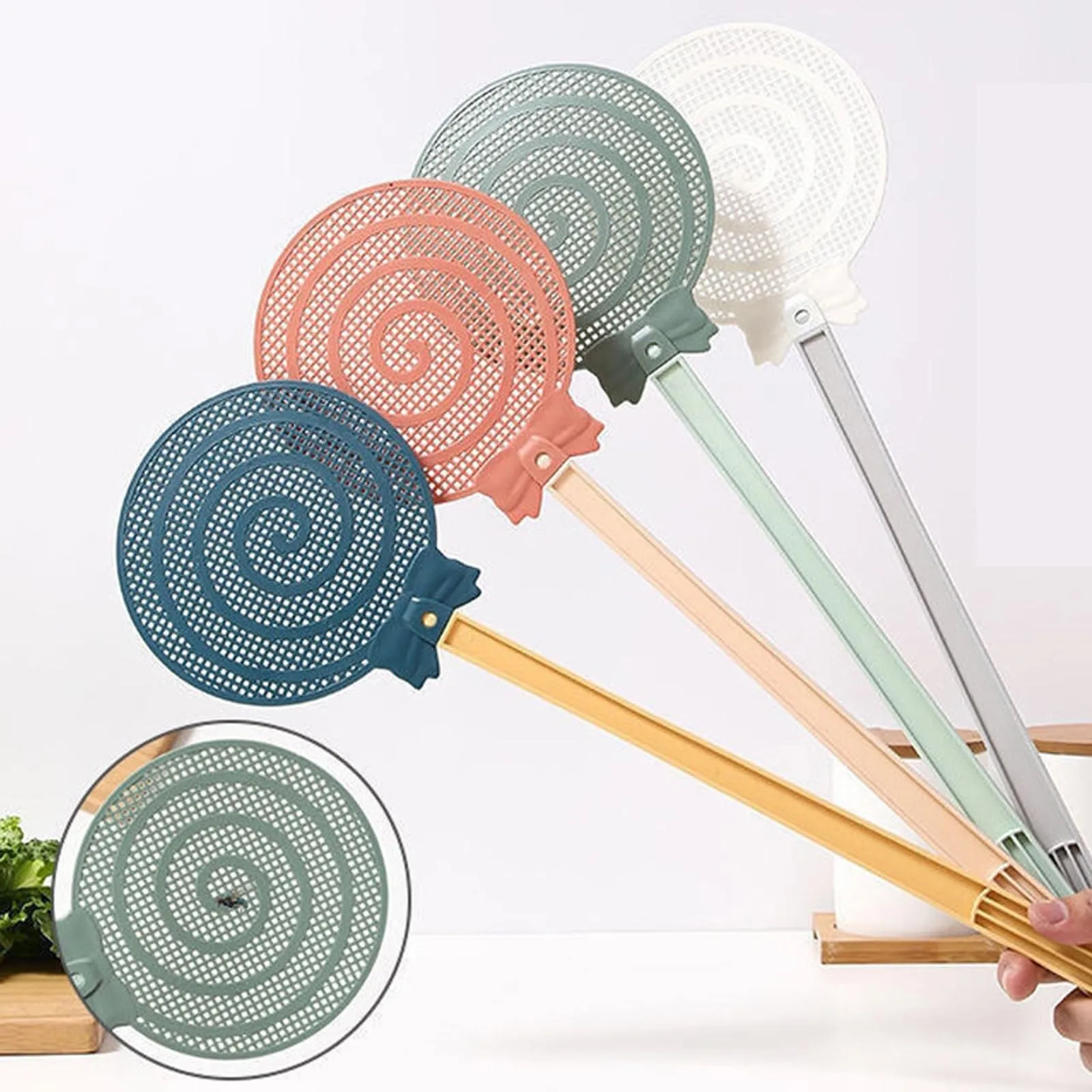 Fly Swatter Durable Mesh Fly Swatter Plastic Long Handle Mosquito Killer Manual Multi-function Household Summer Mosquito Swatter