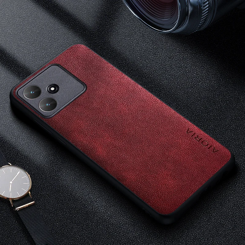 Premium Luxury Leather Phone Case - Retro Business Style Solid Color Cover