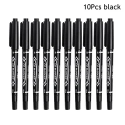 10 PCS Double - Sided Waterproof Colored Permanent Markers for Art & School Supplies (10Pcs black)