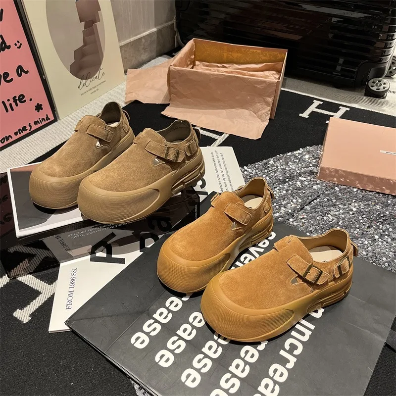 2024 Fashion Women's Shoes Buckle Strap Women's Vulcanize Shoes Fashion Round Head High Quality Belt Buckle Classic Casual Shoes 4