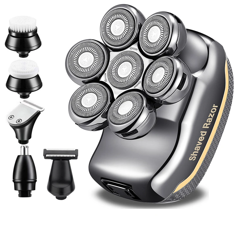 6 in 1 7D Bald Head Men's Electric Shaver Rechargeable Electric Razor