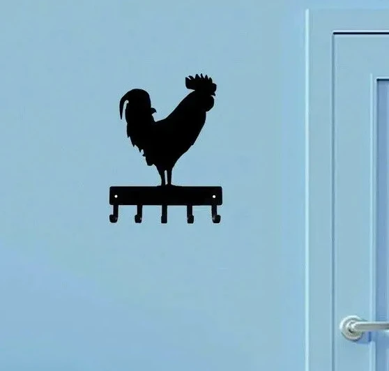 

Over The Door Hooks, Rooster Farm Key Rack Wall Mounted Hook Up Hanger Artwork Shape Decoration Towel Rack