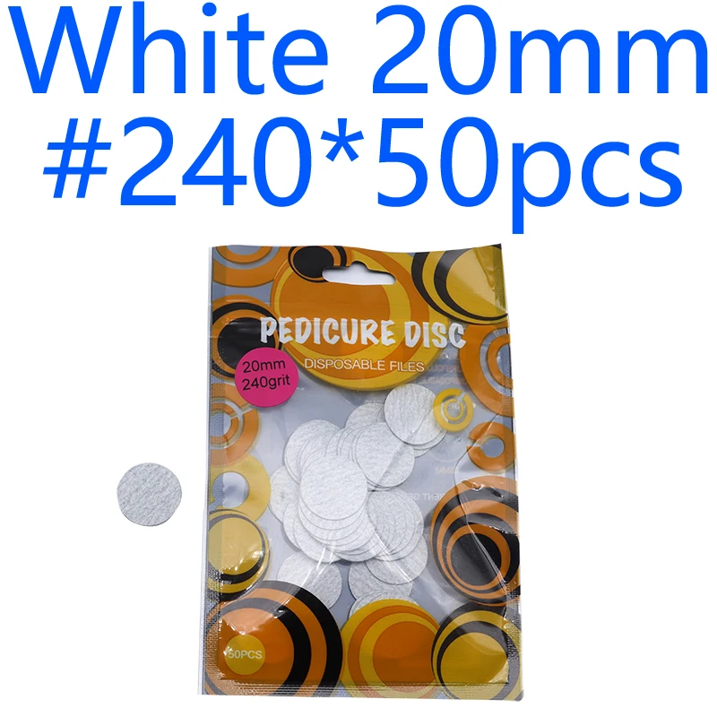 새로운 블랙/화이트 샌딩 페이퍼 50/pcs 페디큐어 풋 케어 도구 15mm 20mm 25mm 네일 드릴 비트 디스크 디스크 살롱 Calluse 교체 가능