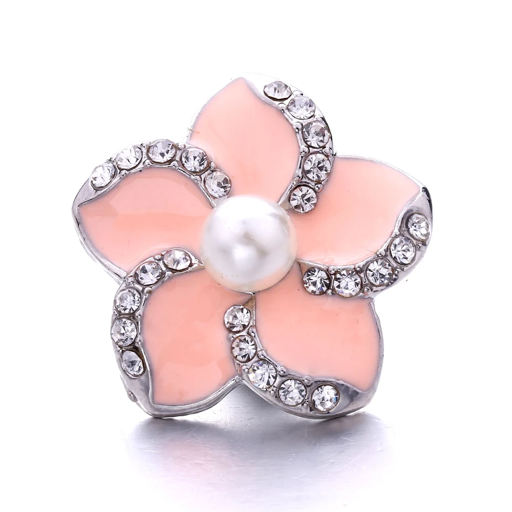 20pcs Crystal Rhinestone Flower 18mm Metal Snap Buttons Fit Snap Bracelet Necklace