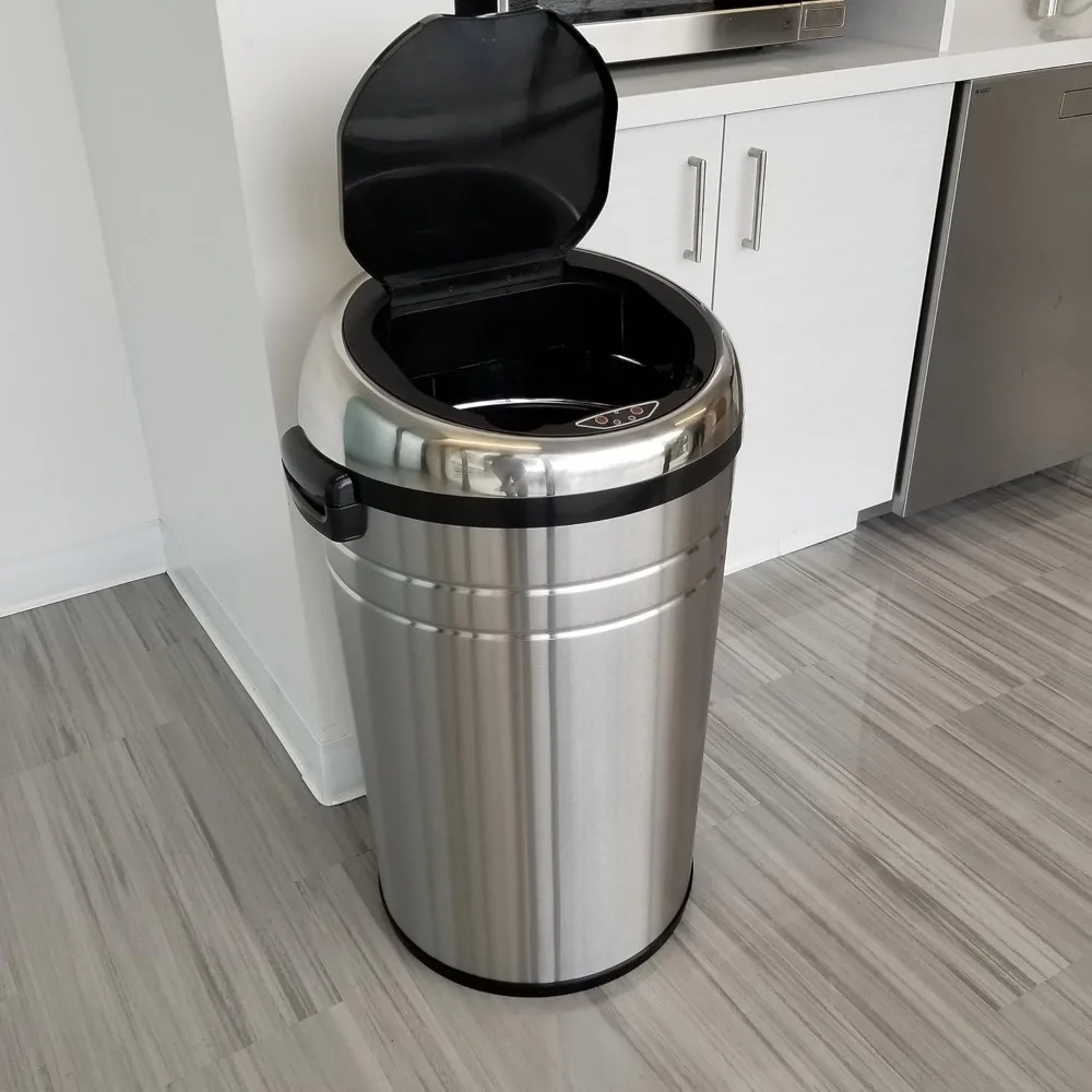 23 Gallon Touchless Sensor Trash Can with Odor Control System & Wheels, 87 Liter Commercial Size Automatic Garbage Bin, Brushed