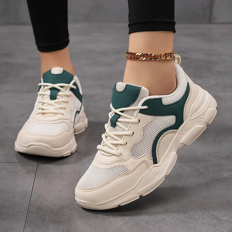 Lightweight Mesh Breathable Women's Sneakers Versatile Casual White Shoes for Comfortable Wear