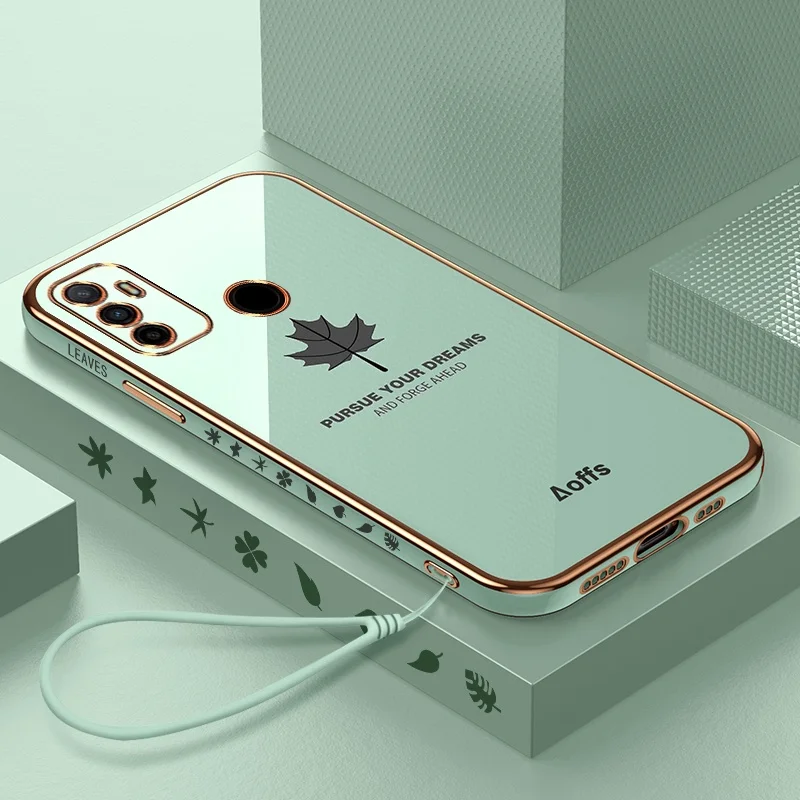 Корпус для oppo A53 2020 oppo A32 2020 с прямыми краями и кленовыми листьями