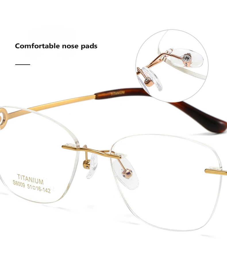 Oveliness Women's Rimless Oval Cat Eye Titanium Eyeglasses 5