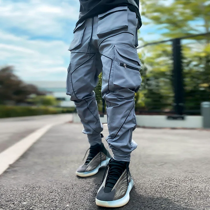 

Gym Mens Joggers Cargo Pants Sweatpants Fitness Trousers Hip Hop Casual Pants Male Streetwear Man Reflect Sports Trackpants