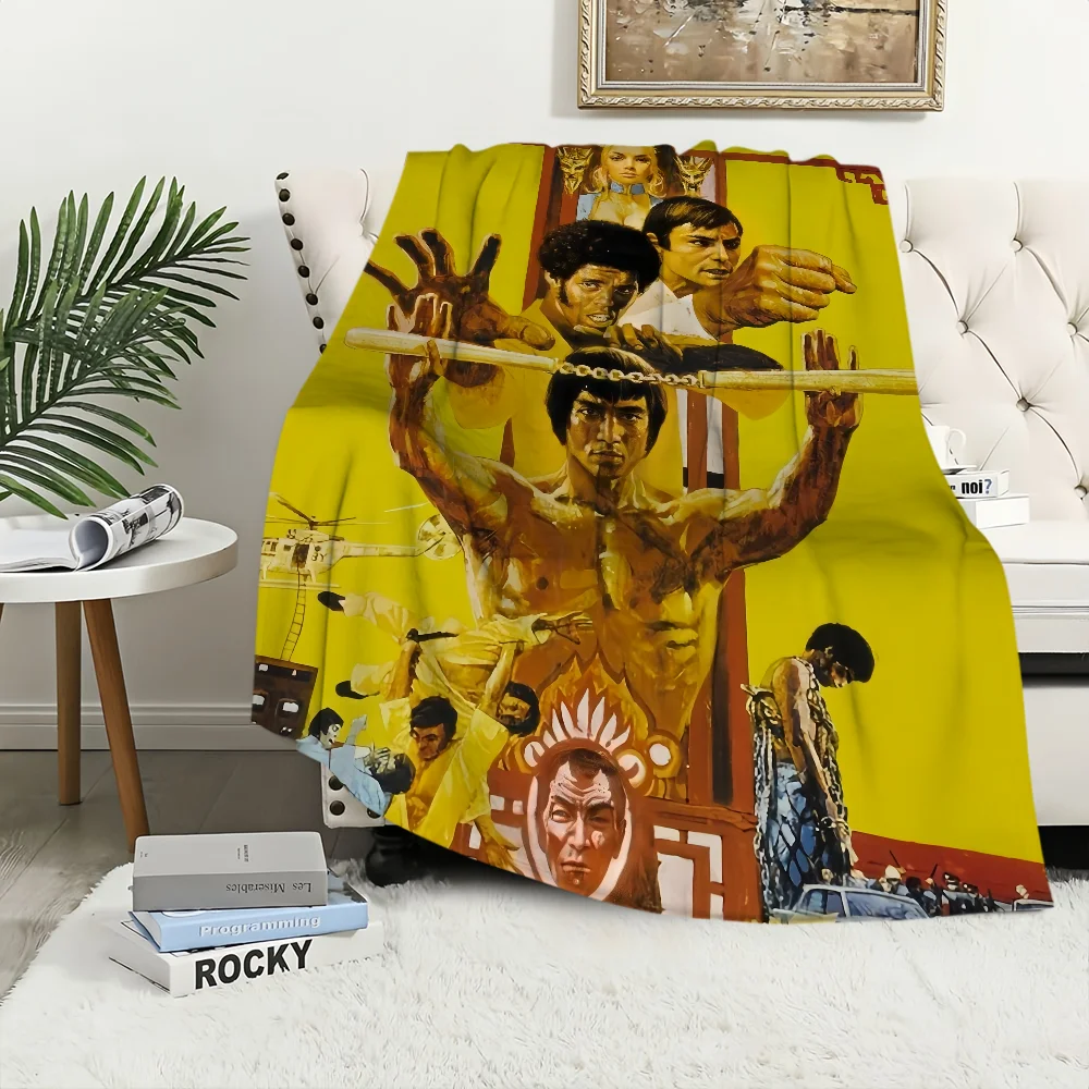 Kung fu B-Bruce L-Lee Blanket Plush Nap Sofa rug for Living Room Warm Office Bedroom Birthday Home Travel Kid Gifts 2