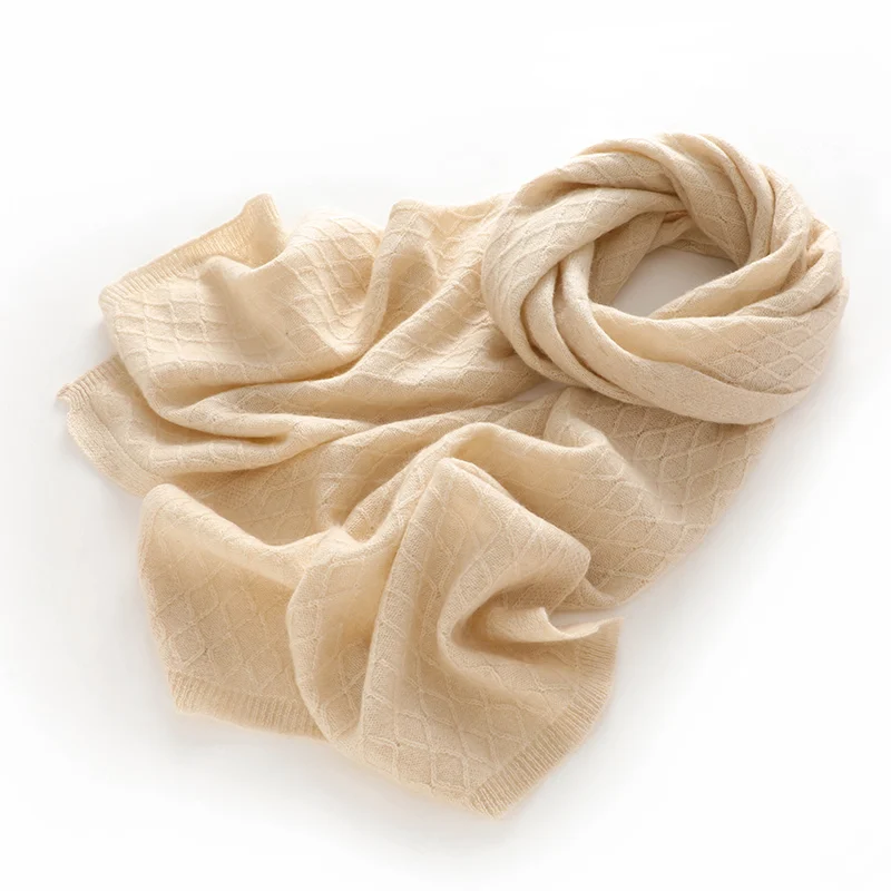 

2024 New Arrival Winter 100% Pure Cashmere Knitted Scarves Women Shawl Female High Quality Scarf Lady Fashion Solid Soft Poncho