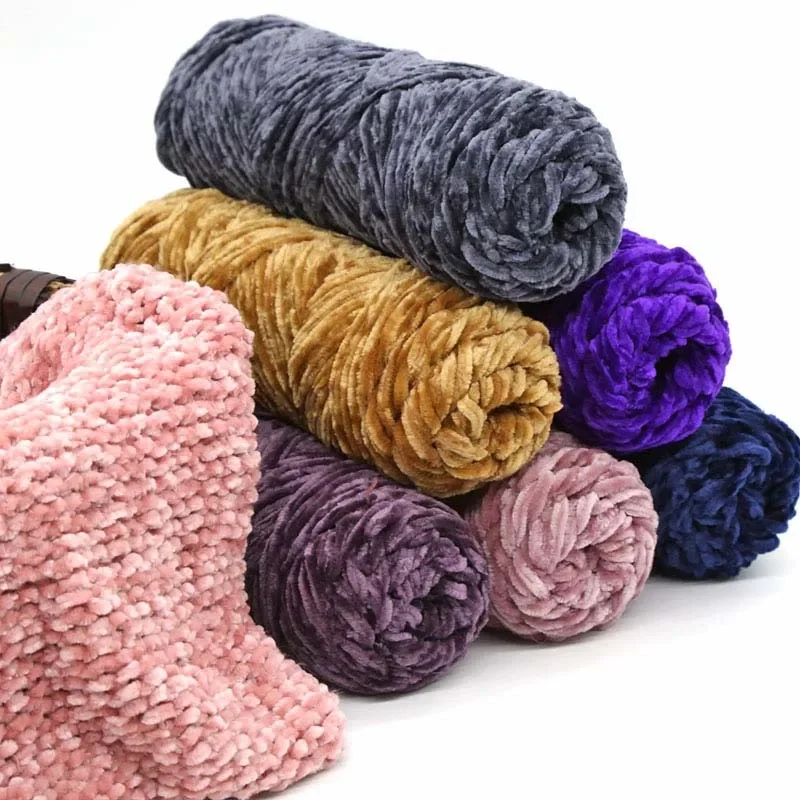 100g Chenille New Soft Rainbow Wool Craft Sweater Yarn BluePink Chunky Crochet BabySoft Knitting Thick DIY Velvet 4