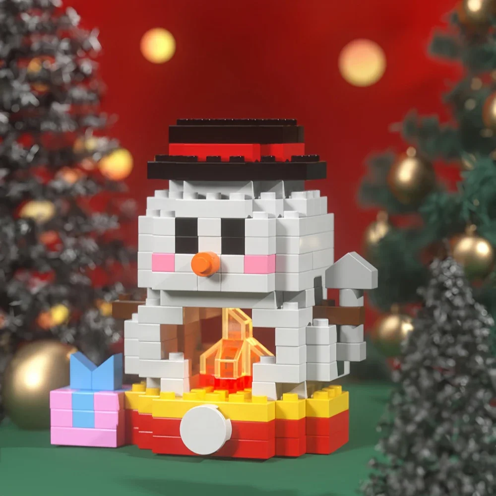 Festive Holiday Micro Building Blocks Set - Santa, Christmas Tree, Reindeer, Snowman Elements - Ideal Gift