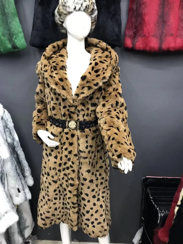 Real Rex Rabbit Natural Fur Coat Female Hoodies Zipper Poncho Jackets Winter Clothes Woman Fluffy Fur Warm Fashion Coat Big Size