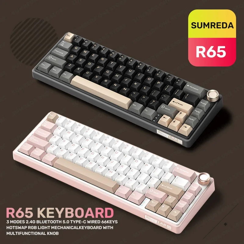 

RK R65 R75 Mini Gaming Mechanical Keyboard 2.4G Wireless Bluetooth Gamer Keyboard TYPE-C Wired RGB Hotswap Non-contact keyboard