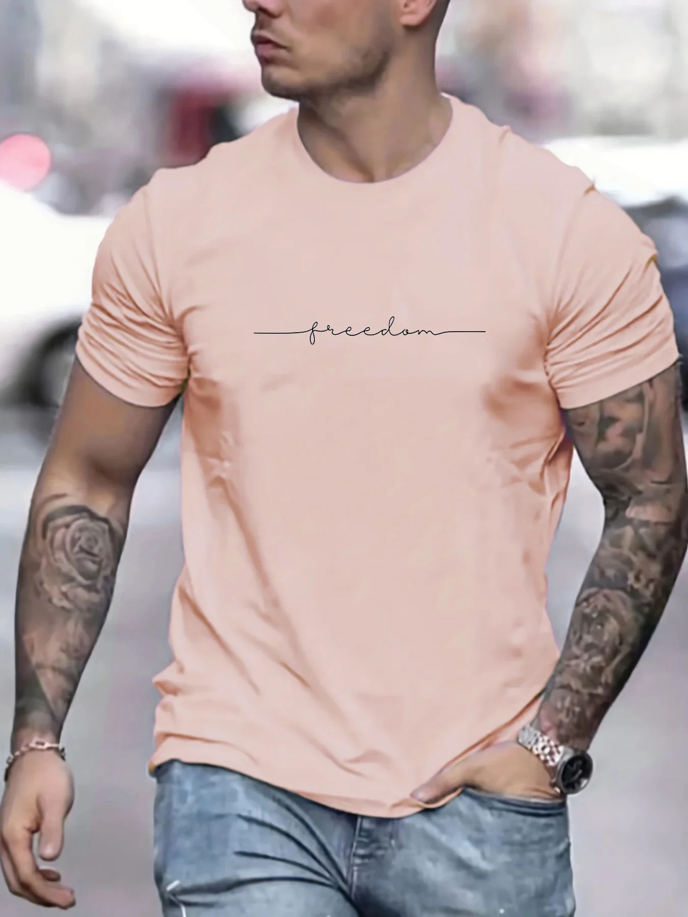 Mens Casual Cotton Graphic T-Shirt - Slim Fit Summer Top