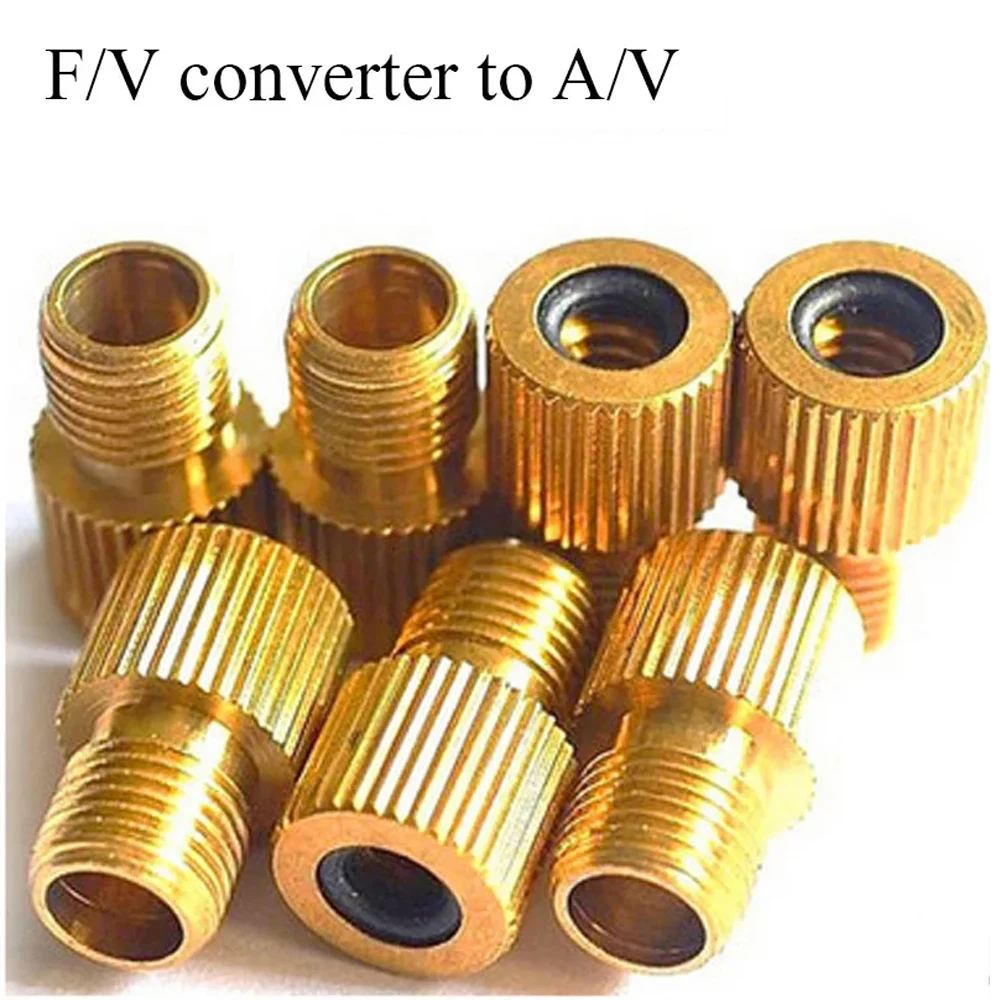 Bicycle Valve Adapter 4/5PC F/V To A/V Valve Adapter Bike Value Converter Presta To Schrader Golden Bike Tire French Valve Adapter Bicycle Accessories