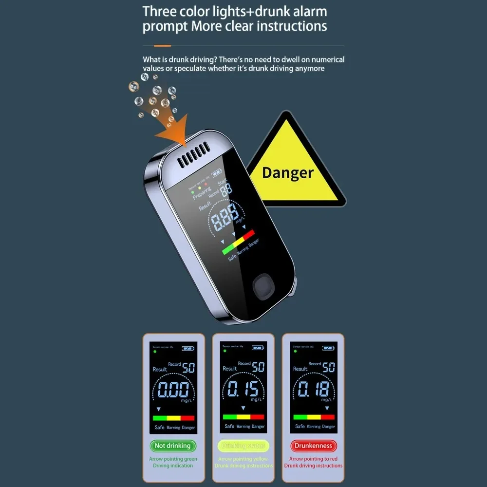 Non-Contact Alcohol Tester Breathalyzer USB Rechargeable with LED Digital Display Tester Portable Automobile Accessories alcohol tester breath alcohol tester