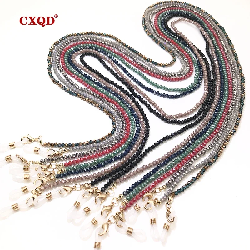 Handmade Fashion 3mm Electroplated Reading Glasses Chain Beaded Lanyard Women's Sunglasses Cords Eyewear Mask Holder Gift reading glasses chain