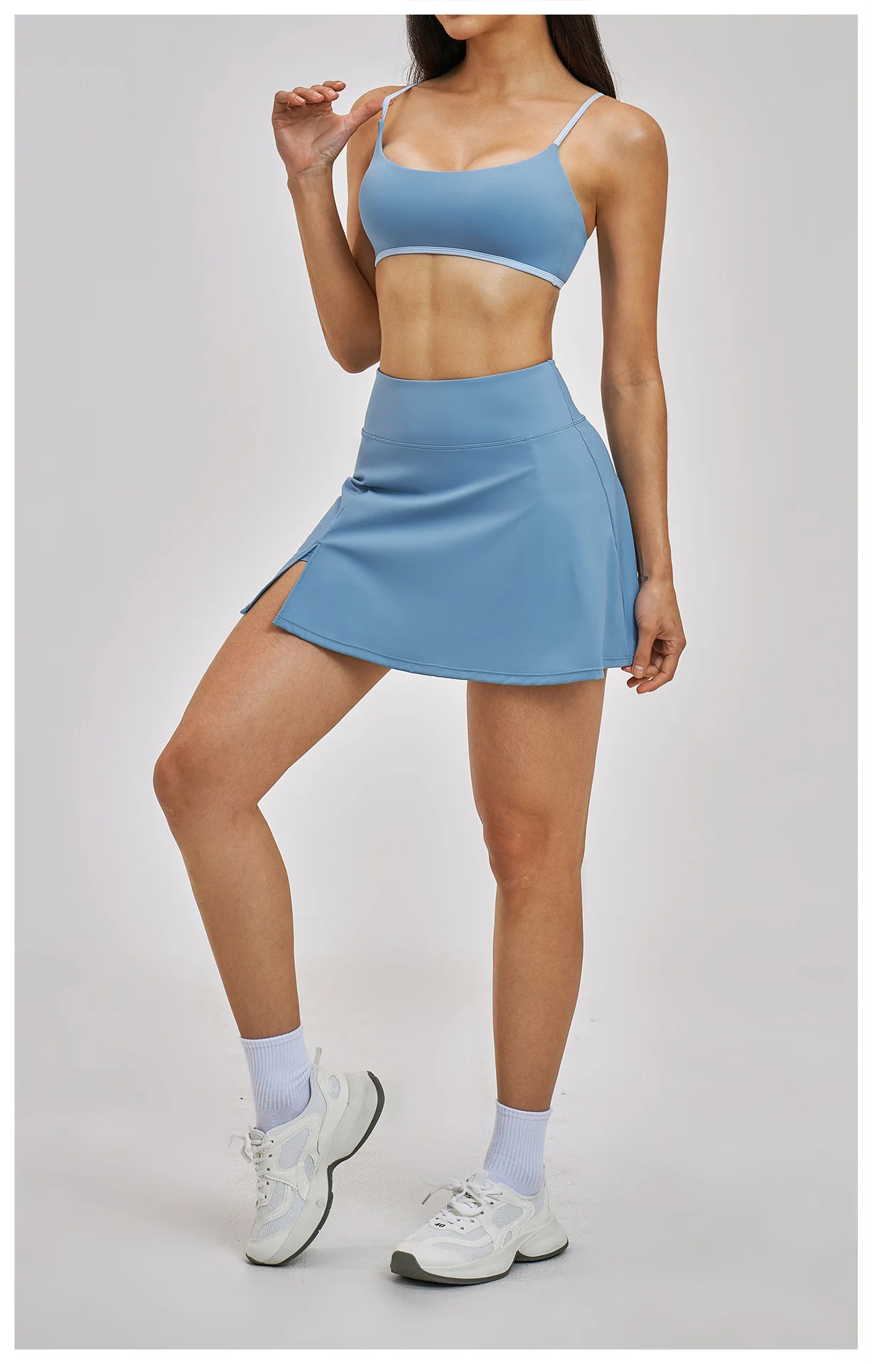 Women Sports Bra False Two-piece Push-up Shockproof Running Bra_voghion.com