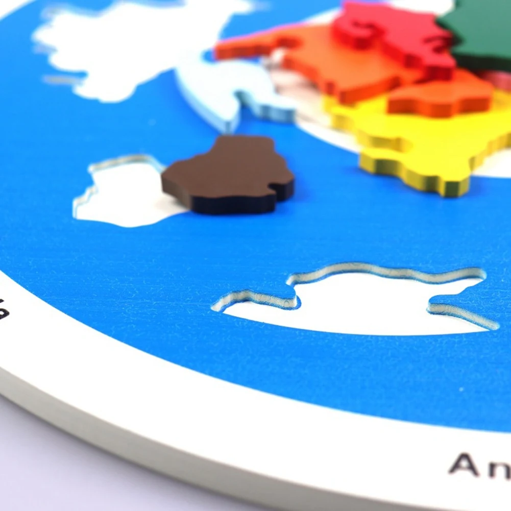 BAAU Wooden Planet Puzzles Learning Toy Kids Change Cognitive World Map Matching Game for 3-6 Years Old C