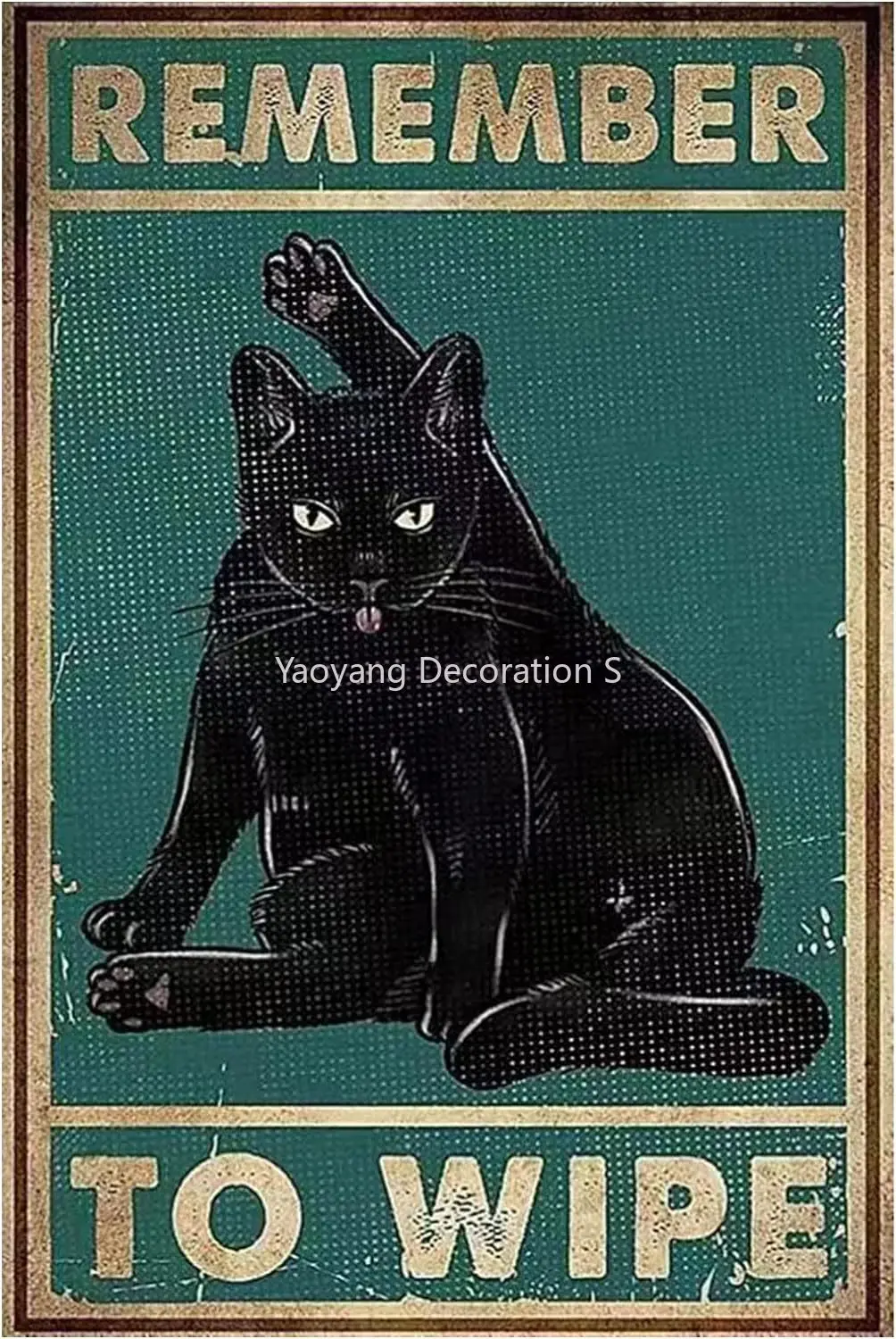 

Funny Black Cat Retro Metal Tin Sign-Remember to Wipe -Vintage Coffee Black Cat Metal Sign Plaque for Home Kitchen Cafe