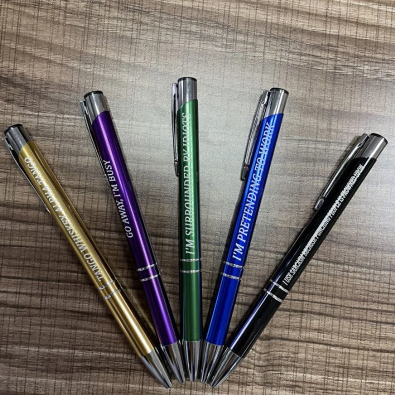 5pcs Office Funny Ballpoint Pens Black Ink Fun Work Pen Set For Colleague  Gifts Fresh Simple Ballpoint Pen Stationery - Ballpoint Pens - AliExpress