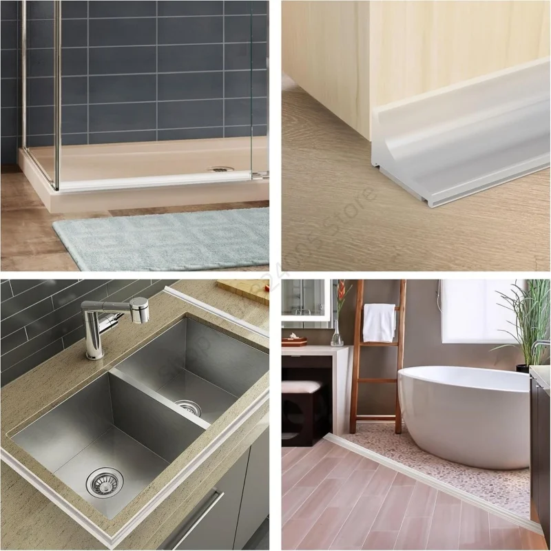 Self-Adhesive Silicone Bathroom Retention Water Retaining Strip Bendable Bathroom Door Washing Machine Shower Dam Barrier