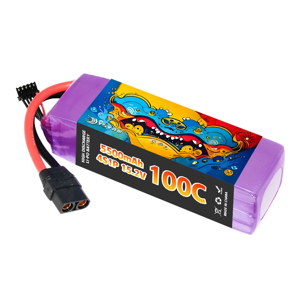 2Pcs VSVAW Lipo 4S 5500mAh FPV drone battery 15.2V 100C drone parts with XT90 plug, suitable for RC car drone quadcopter 3
