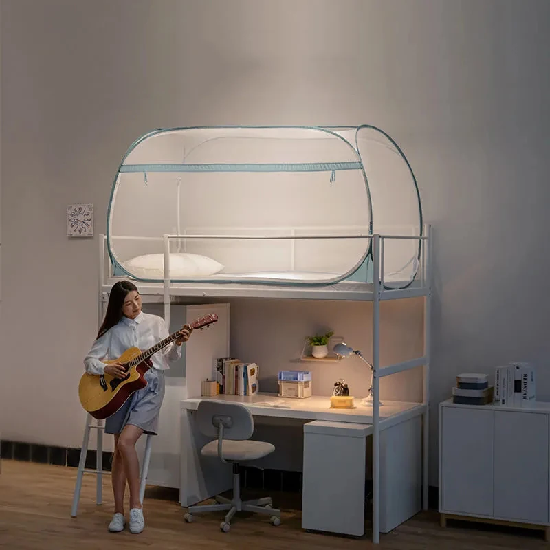 Moustiquaire pour lit superposé à Double fermeture éclair, dortoir d'étudiants, Installation gratuite, moustiquaire pour yourte, porte simple, lit simple 5