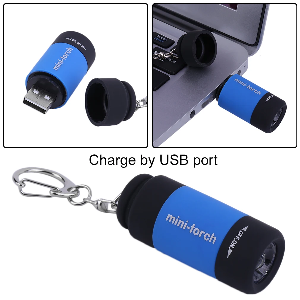 

Hot New Mini Keychain Torch USB Rechargeable Flashlight 0.5W 25lm Portable Electric Torch Compact Outdoor Camping Flashlight